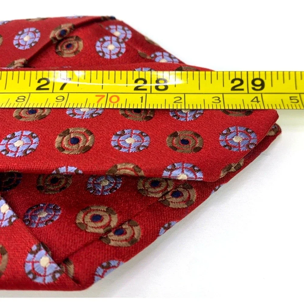 IKE BEHAR New York Red Tie 100% Imported Silk Hand Tailored Woven Mens Necktie